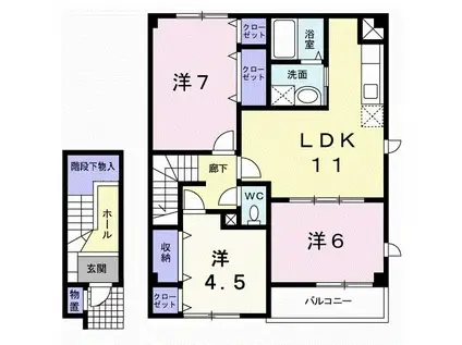 カトル・セゾン I(3LDK/2階)の間取り写真