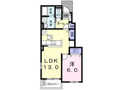 サンプリウス(1LDK/1階)の間取り写真