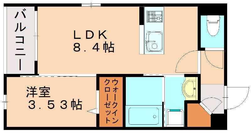 ラクラス南福岡ノース(1LDK/2階)の間取り写真