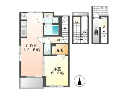 フィオーレ302(1LDK/3階)の間取り写真