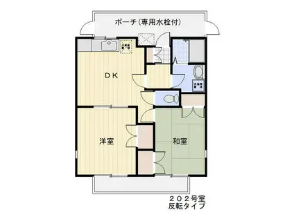 メープルコート(2DK/2階)の間取り写真