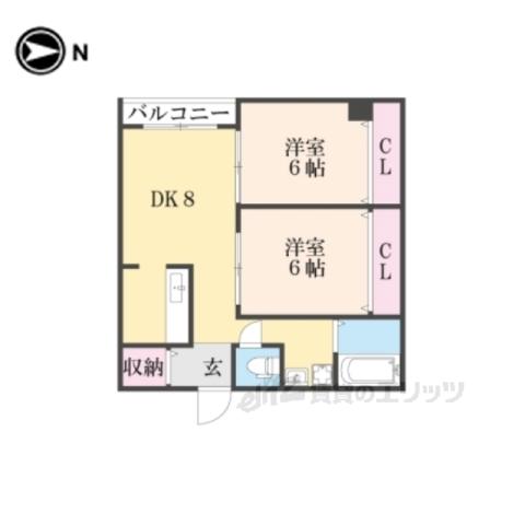 HAL京大桂(2LDK/2階)の間取り写真