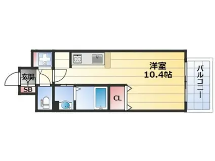 ALIVIO(ワンルーム/10階)の間取り写真