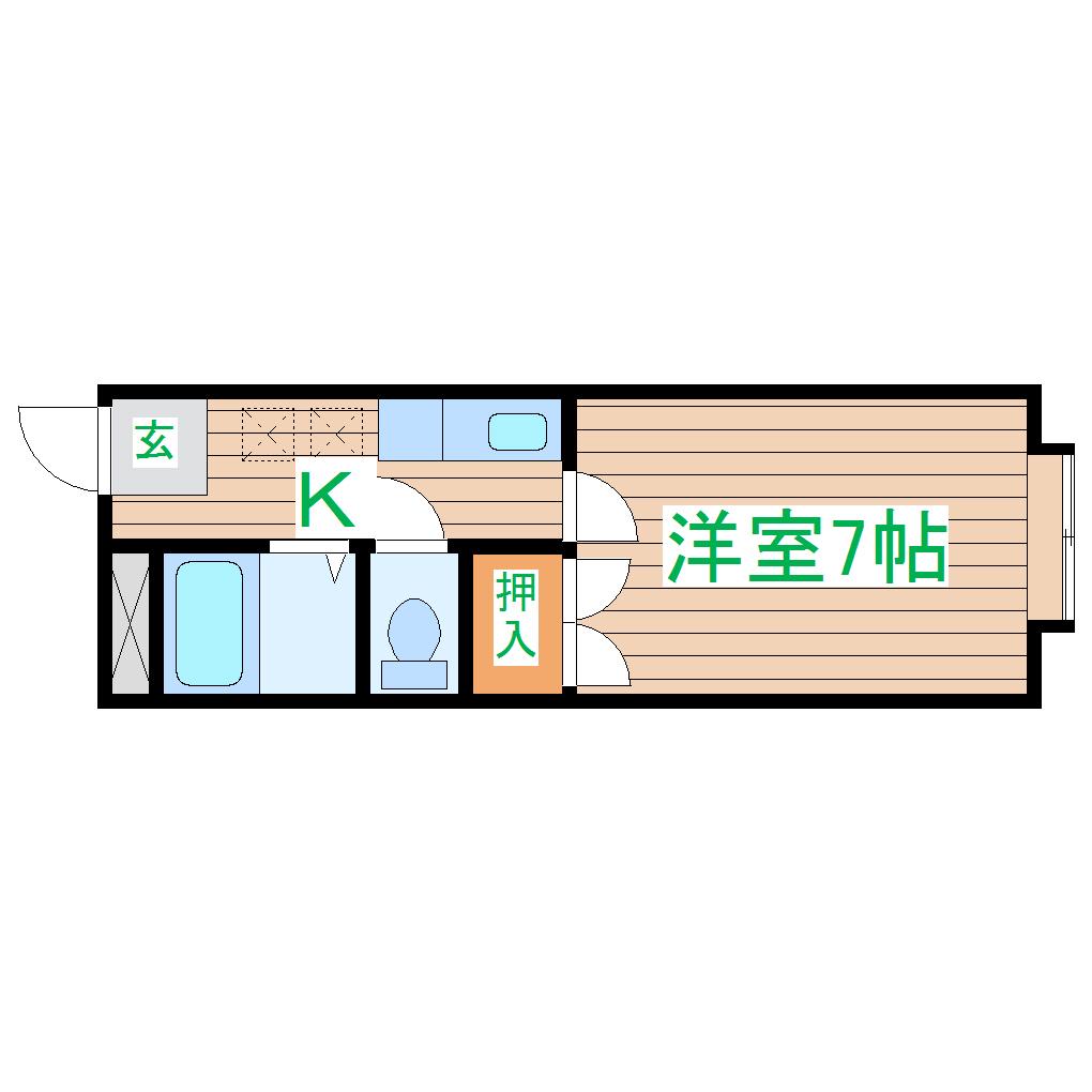 ハイツ晴耕苑(1K/2階)の間取り写真