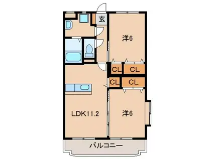 ハートフルほしや(2LDK/3階)の間取り写真