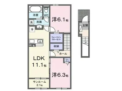 アルトプエンテ II(2LDK/2階)の間取り写真