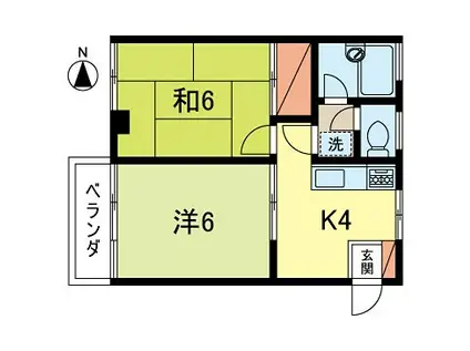 三井マンション(2K/4階)の間取り写真