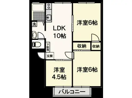 グランディ南行徳(3LDK/1階)の間取り写真