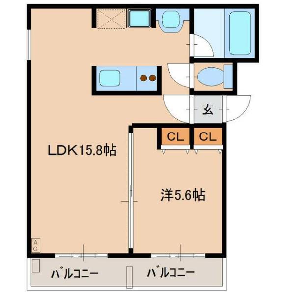FEEL(1LDK/1階)の間取り写真