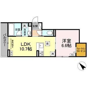 GRAND D-ROOM大秋(1LDK/2階)の間取り写真