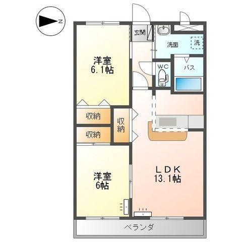 クローバービル(2LDK/3階)の間取り写真