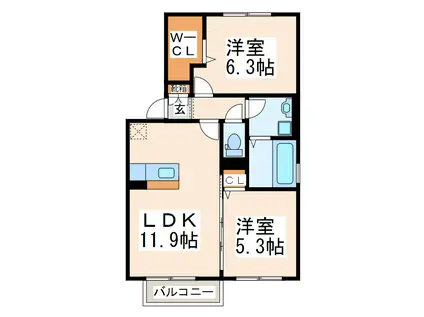 ウイングMH A・B・C棟(2LDK/2階)の間取り写真