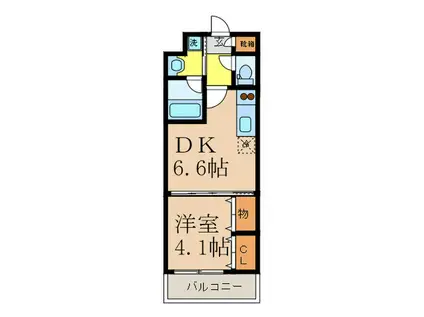 プレジオ江坂(1DK/6階)の間取り写真