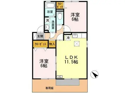 ラフィネ A・B(2LDK/1階)の間取り写真