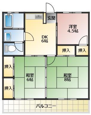ユーカリハイツ(3DK/2階)の間取り写真