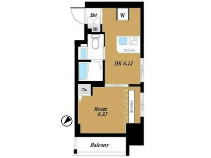 エステムプラザ飯田橋タワーレジデンス(1DK/11階)の間取り写真