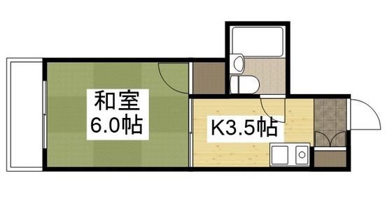 草津東ハイツ(1K/1階)の間取り写真