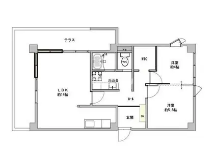 グランテラス駅南(2LDK/1階)の間取り写真