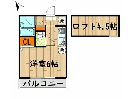 クレドメゾン神大前(ワンルーム/2階)の間取り写真