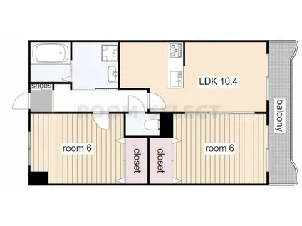 上高畑コーポ丸万(2LDK/1階)の間取り写真