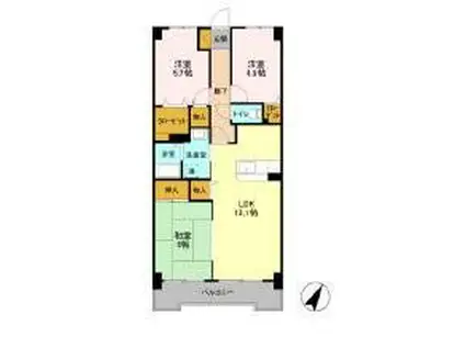 ヒロ末広(3LDK/7階)の間取り写真