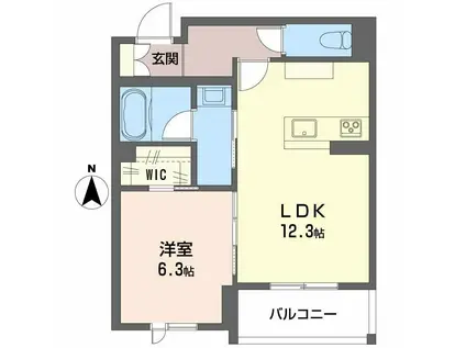 リヴィエール富沢(1LDK/3階)の間取り写真