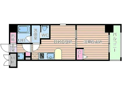 エステムコート心斎橋イーストIIラヴァンツァ(1DK/7階)の間取り写真