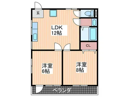 パステルクボ12(2LDK/2階)の間取り写真