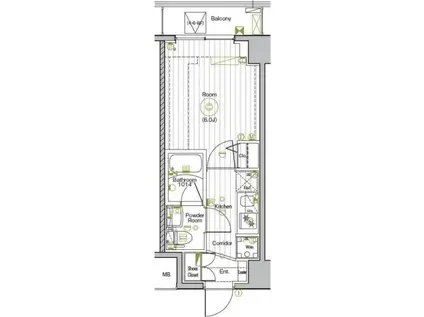 グランヴァンプレミアムイースト川口(1K/7階)の間取り写真