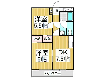 ラ・ヴァージュ西町(2DK/3階)の間取り写真