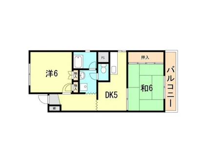 晴水ビル(2DK/3階)の間取り写真