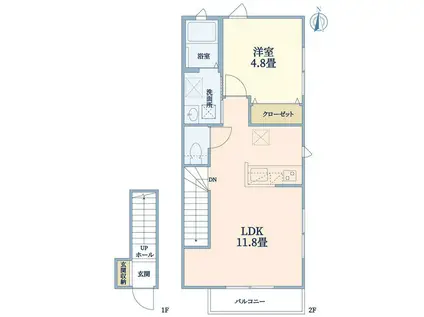 PARK CLAIR碑文谷(1LDK/2階)の間取り写真