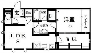 APARTMENT 玉串東(1LDK/2階)の間取り写真