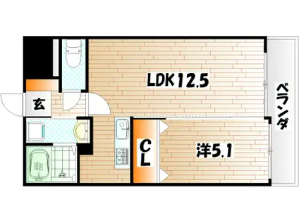 THE SQUARE・SUITE RESIDENCE(1LDK/2階)の間取り写真