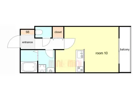 サンビルダープラス高羽ガーデン(ワンルーム/1階)の間取り写真