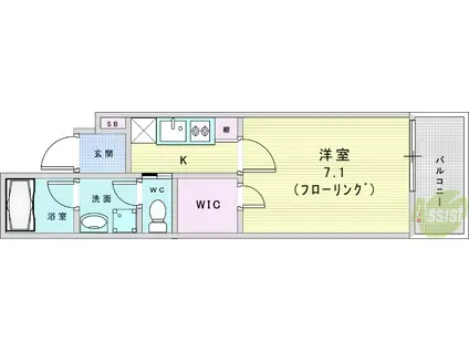 ウェルスクエア池田住吉(1K/2階)の間取り写真