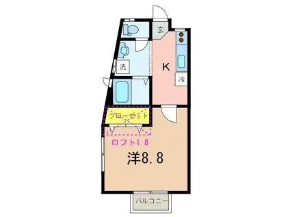 ビューハイツA(1K/1階)の間取り写真