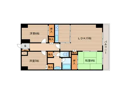 クレセール千葉(3LDK/3階)の間取り写真