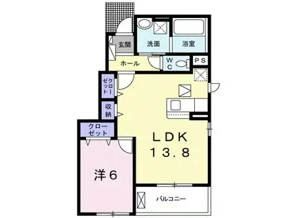 ホワイト アイリス(1LDK/1階)の間取り写真