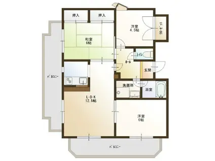 シャトーMナカイ(3LDK/2階)の間取り写真