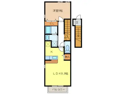 ミラベル(1LDK/2階)の間取り写真
