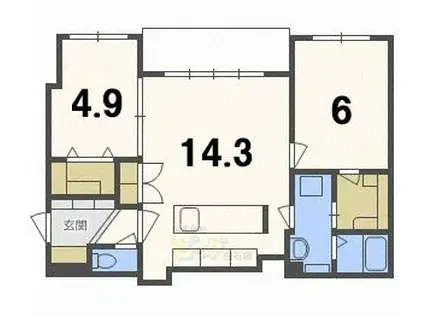 GALUSIA(2LDK/1階)の間取り写真