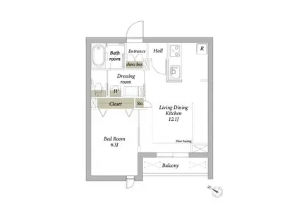 リコラータ(1LDK/3階)の間取り写真