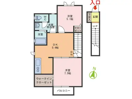 SHAMAISON MICKEY(2DK/2階)の間取り写真