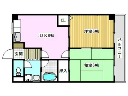 VIVID CASTLE(2DK/1階)の間取り写真