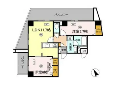 ロイヤルリバービュー―(2LDK/4階)の間取り写真