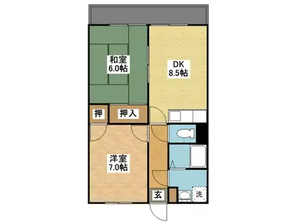 ミューシャ(2DK/2階)の間取り写真