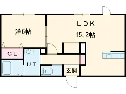 GRAND COURT B(1LDK/1階)の間取り写真