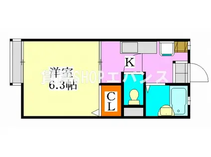コーポエミB(1K/1階)の間取り写真