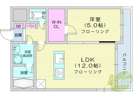 LUANA AIR RESIDENCE五橋(1LDK/2階)の間取り写真